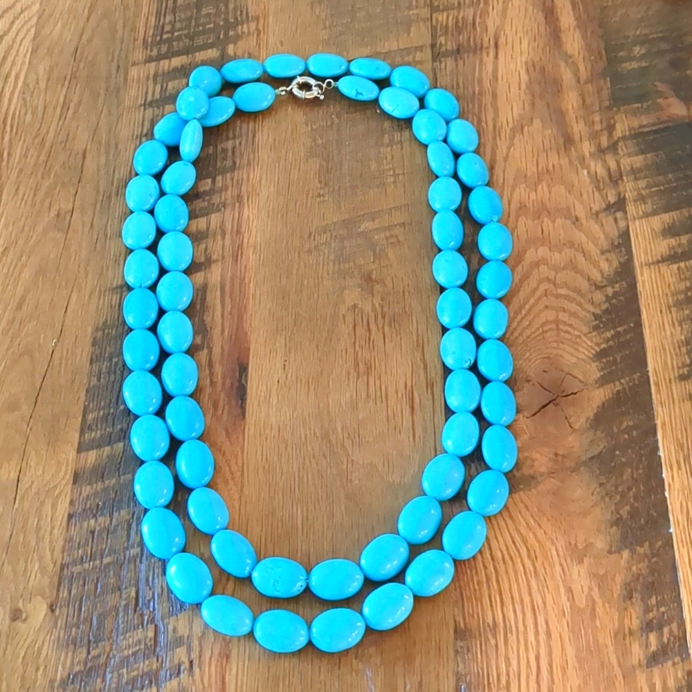 Turquoise Multi Strand Statement Necklace - image 1